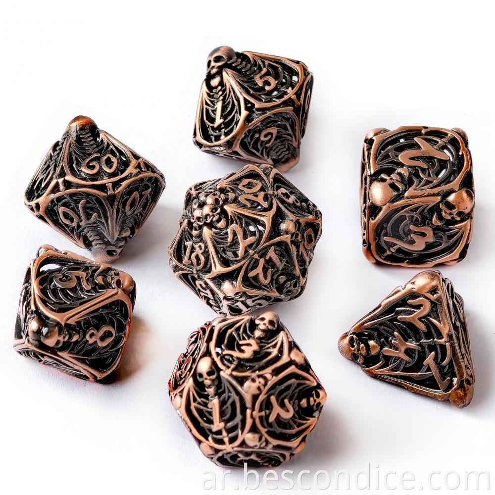 7 Piece Polyhedral D D Copper Dice Set